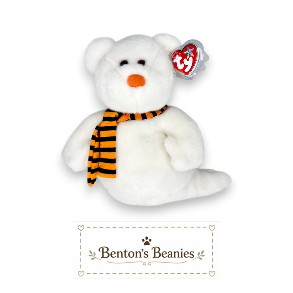 Quivers the Bear Ty Beanie Buddy | Cutesy Ghost Bear 👻 | Mint Heart Tag ⭐